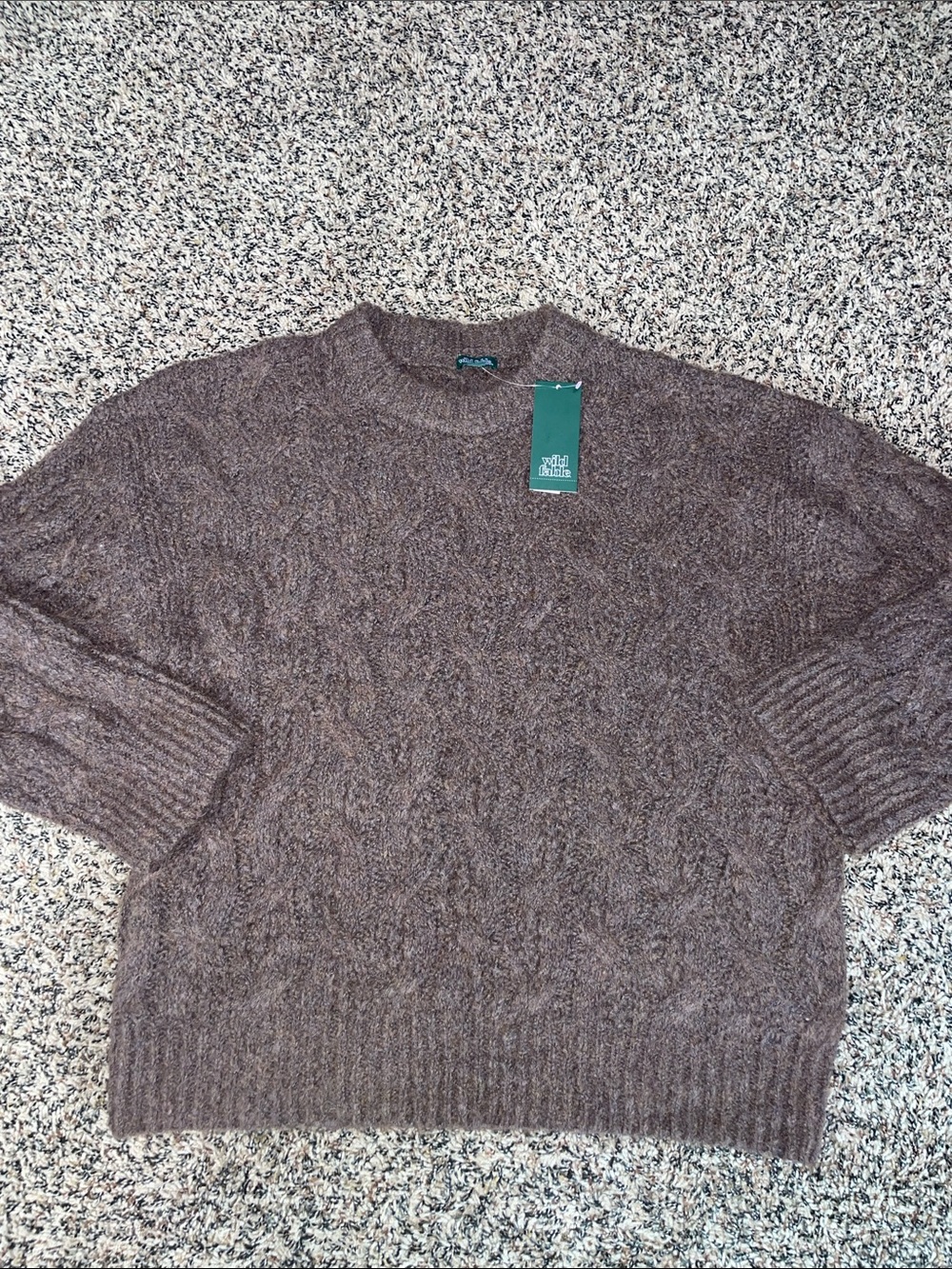 Wild Fable Oversized Baggy Cable Knit Sweater Brown Size Small | NWT